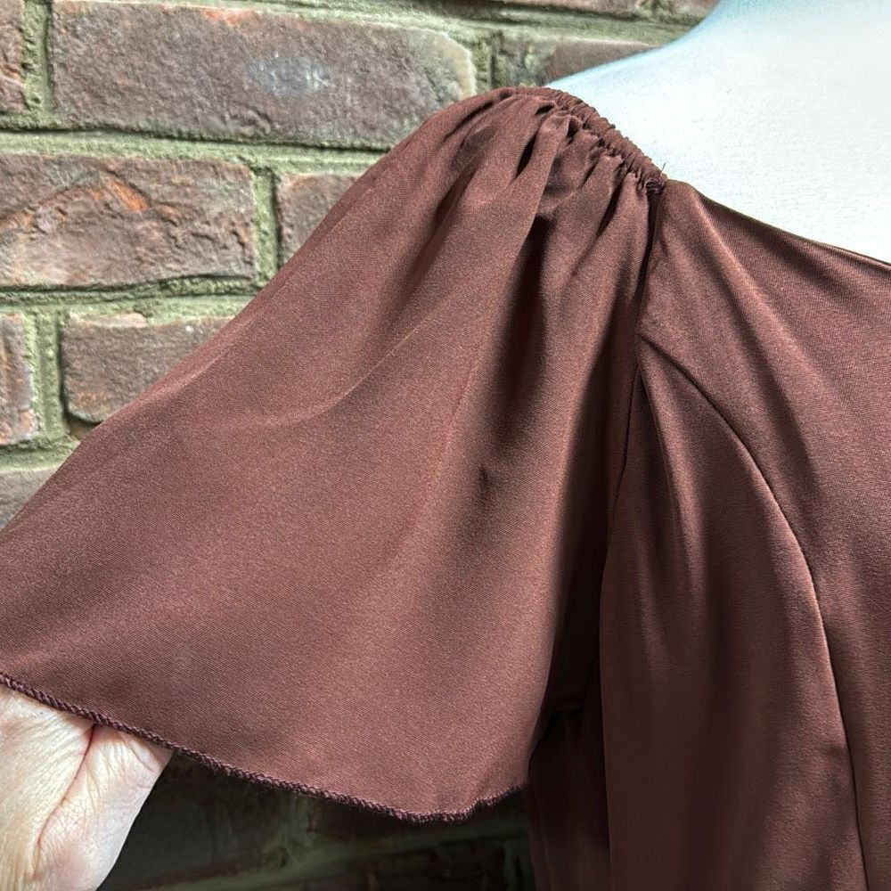 C+D+M Brown Flutter Sleeve Babydoll Dress Size XL NEW - Picture 3 of 8